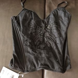 Christies beaded black bustier 2/ 34B NWT